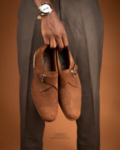 suede double brown monkstrap