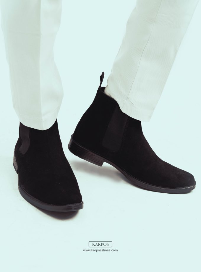 Black Chelsea Boot in Suede